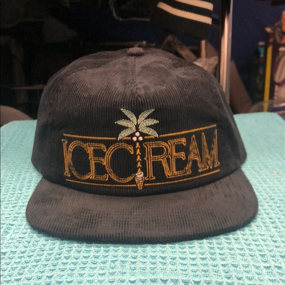 Icecream Black Corduroy Hat with Gold Embroidery - Picture 1 of 5